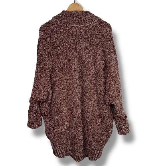 Barefoot Dreams Sweater Maroon Cozychic Cocoon Cardigan Small Medium Pockets - Picture 6 of 10